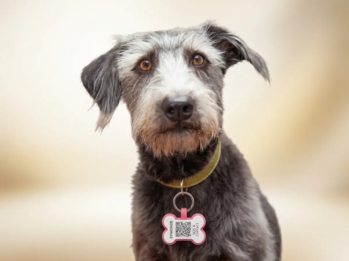 Dog wearing a DynaTag pet tag